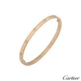 Cartier Rose Gold Plain Love Bracelet SM Size 17 B6047317